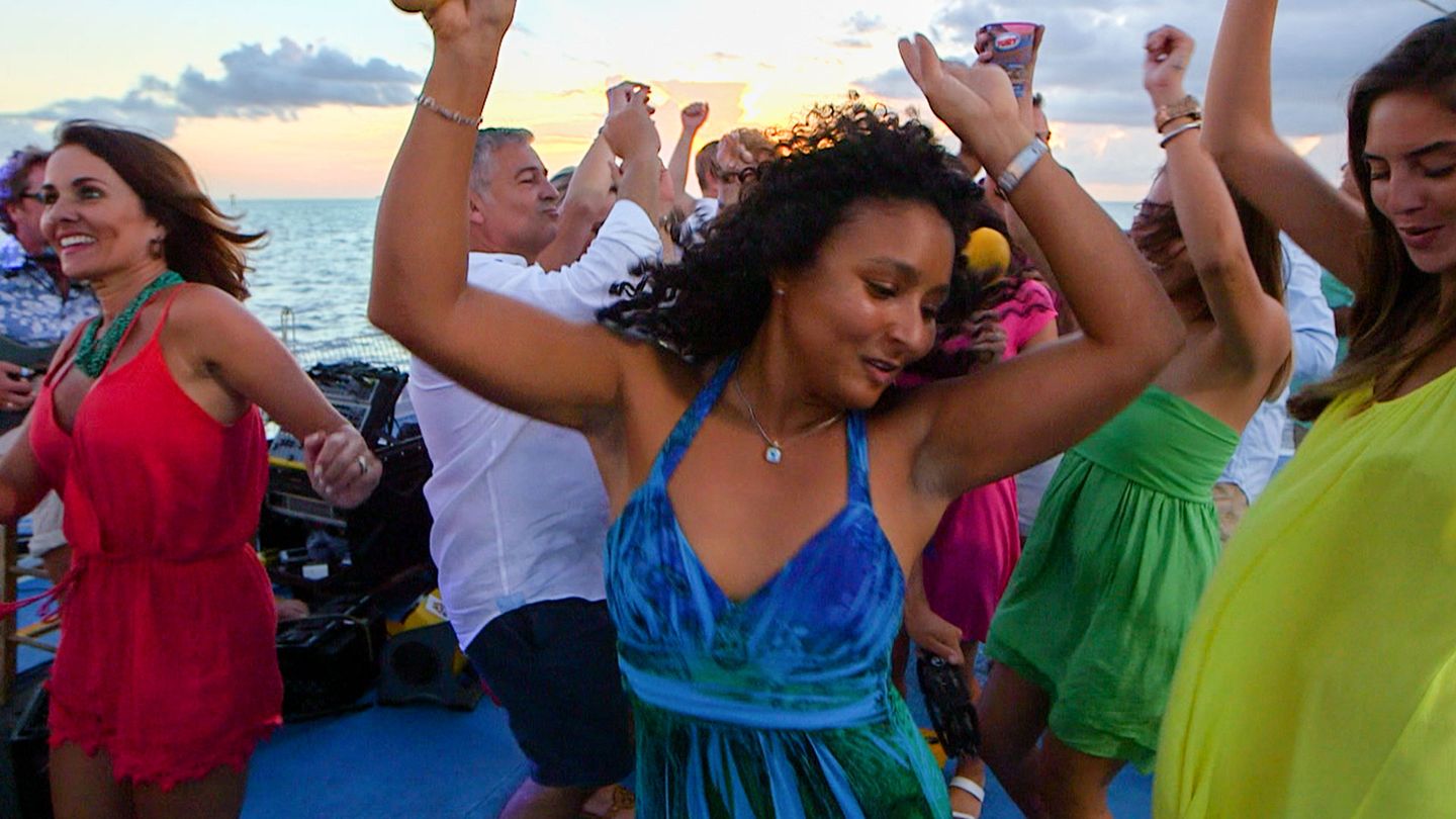 Group partying on boat