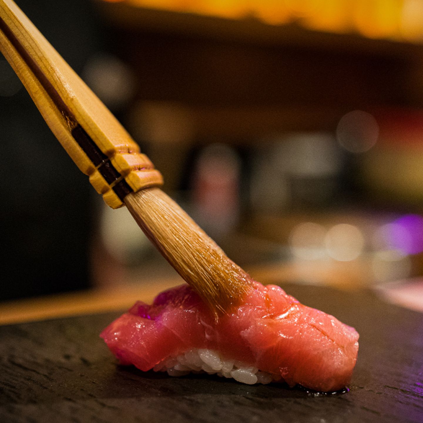 Fish being brushed