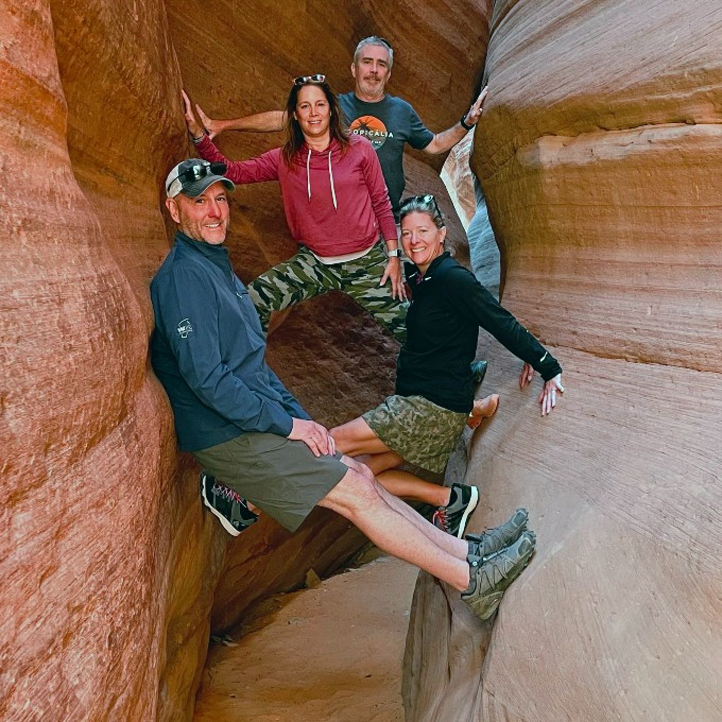Group Posing with Rocks