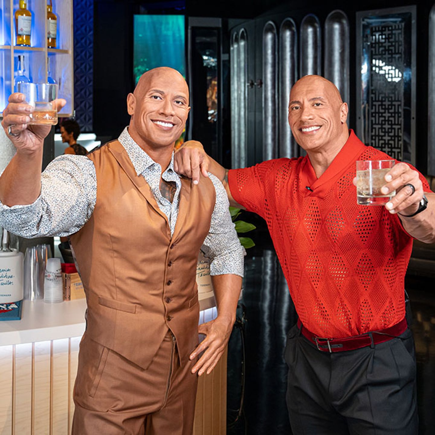 The images shown depict wax figures created and owned by Madame Tussauds.