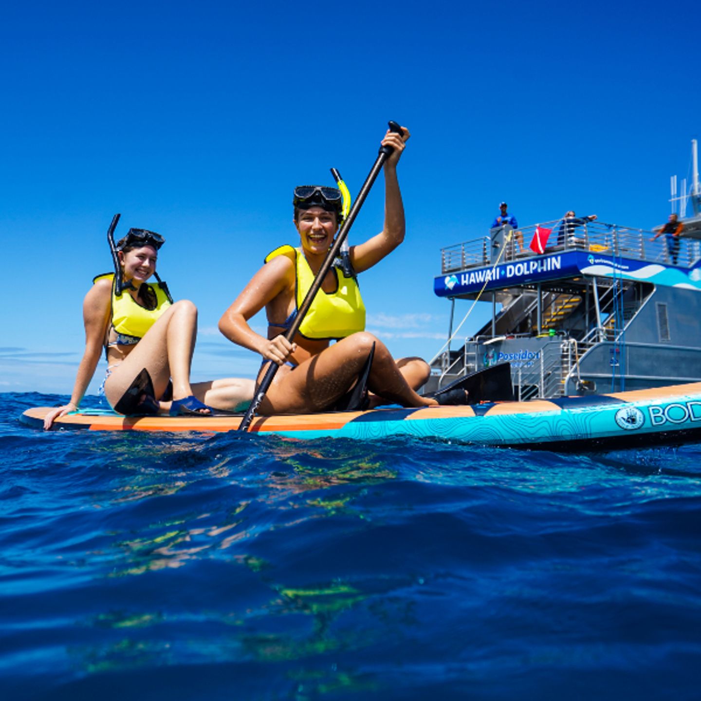Two people on paddleboard