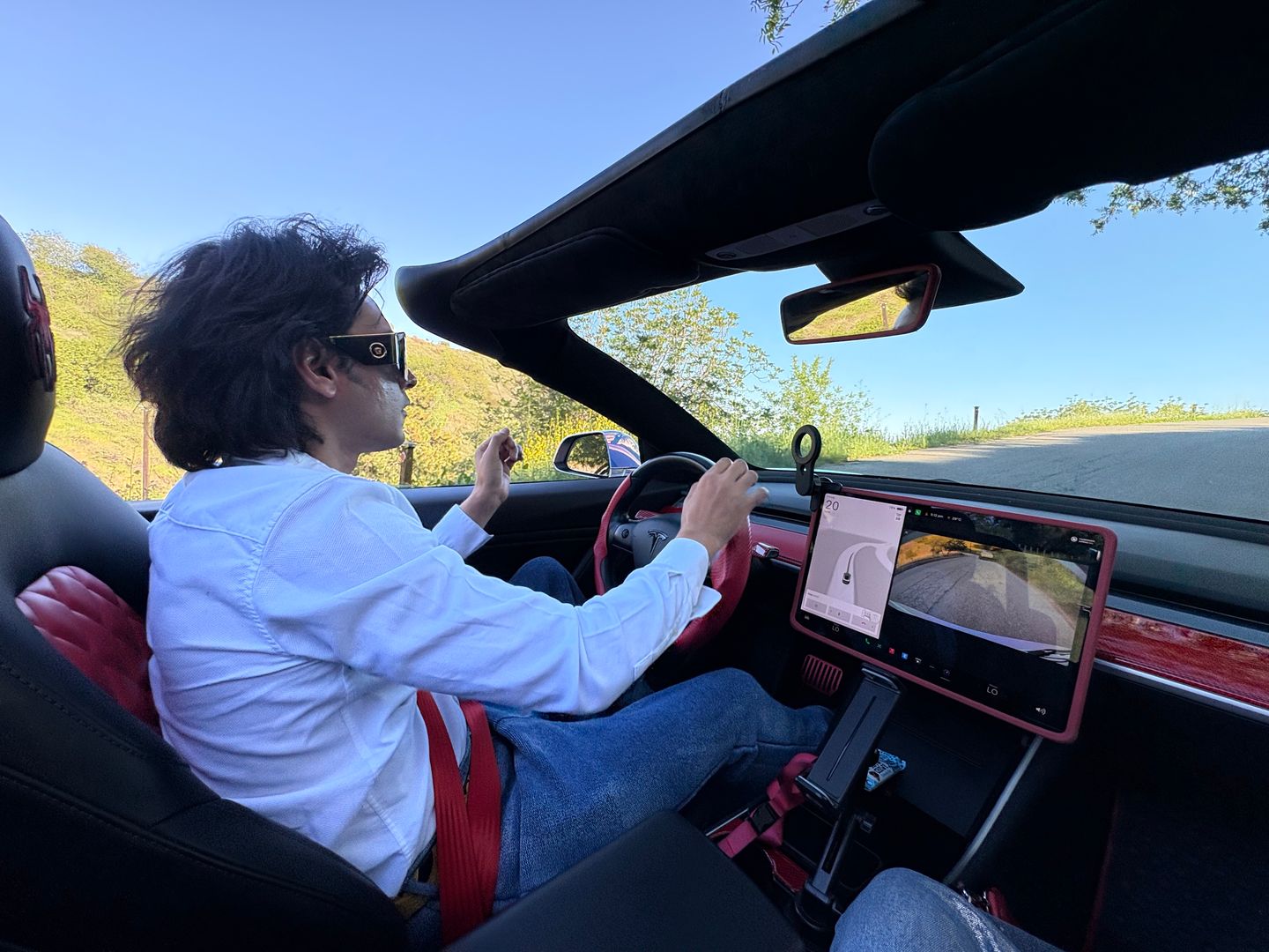 Driving in Tesla Spyder