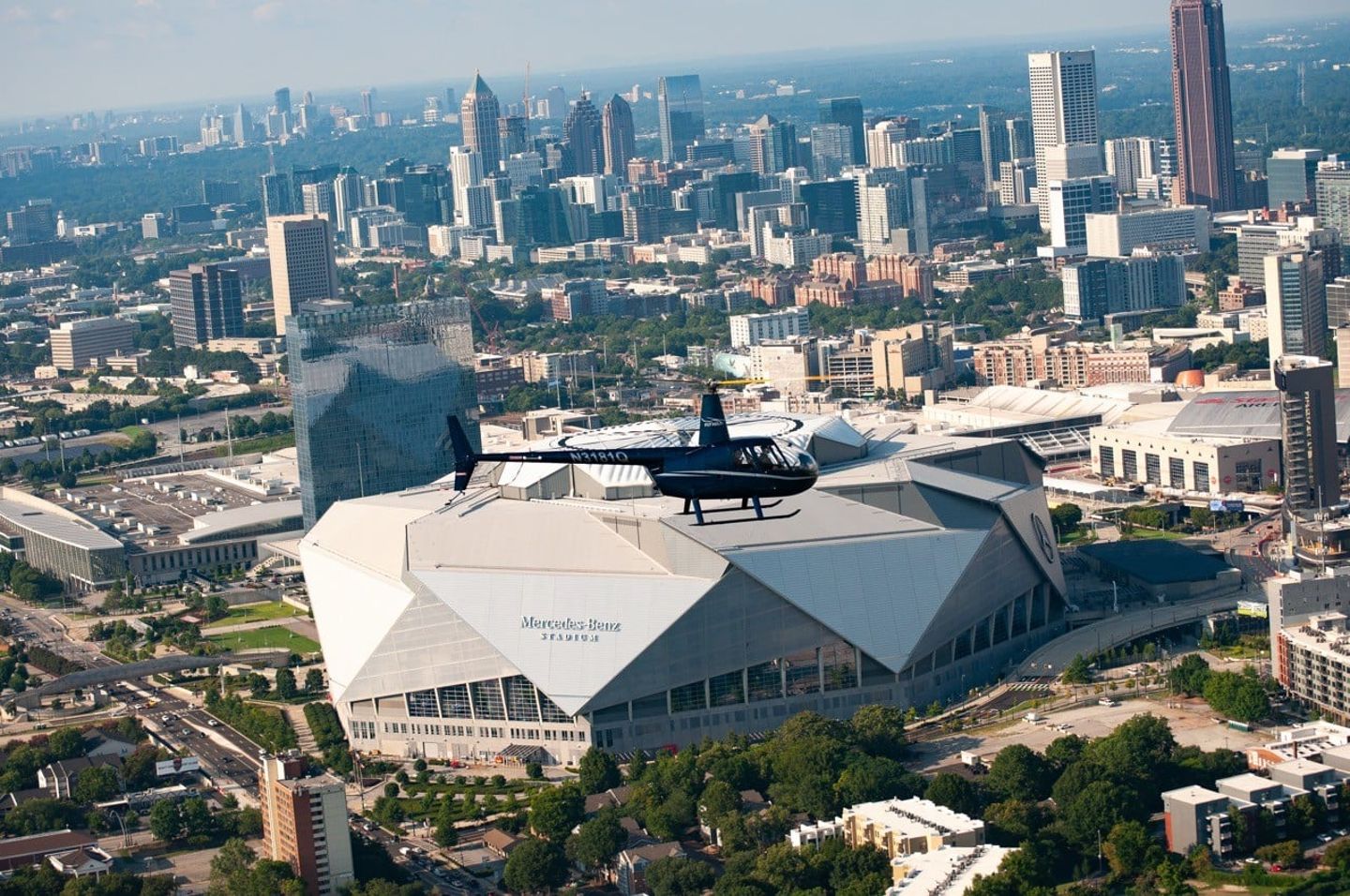 Helicopter over Mercedes Benz Stadium