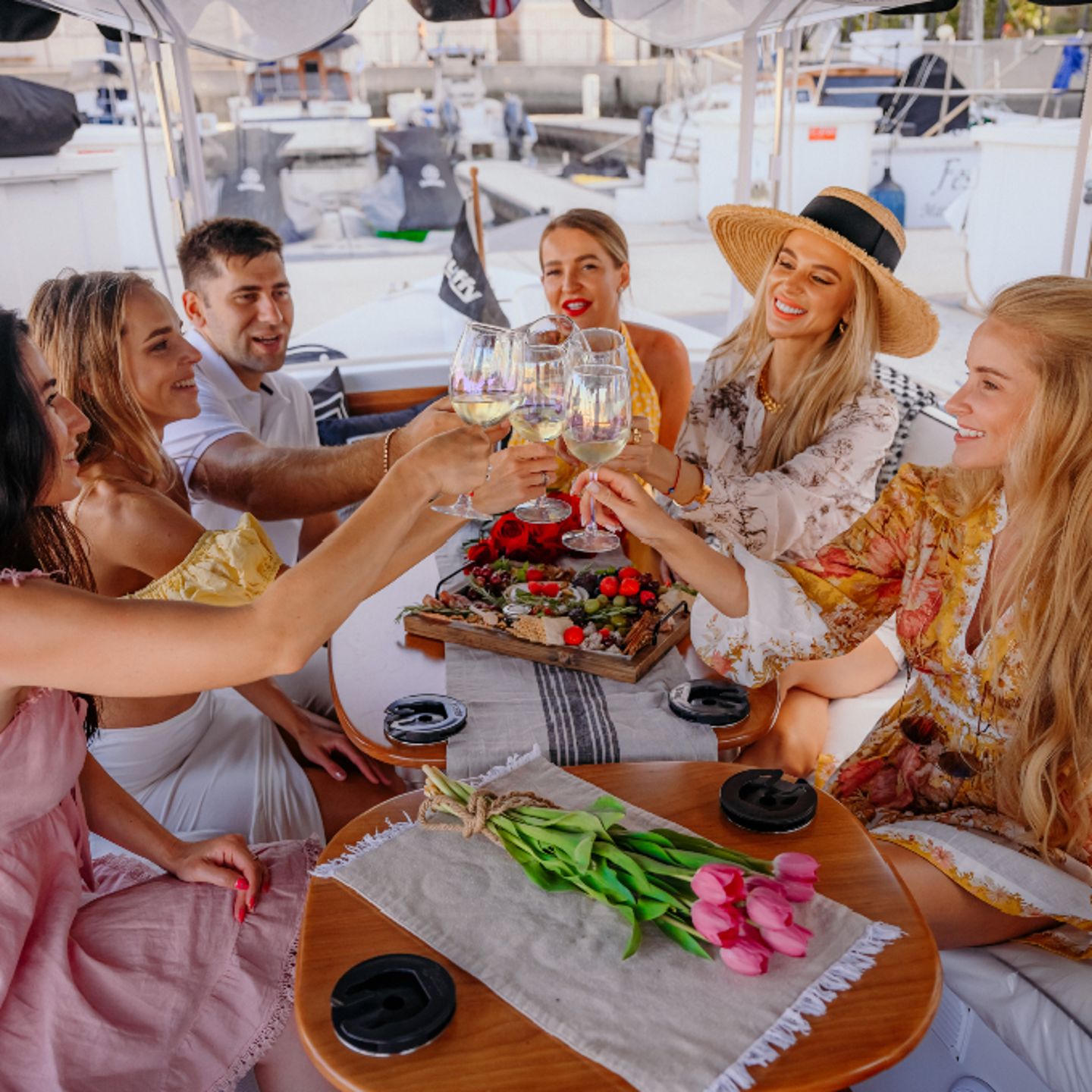 Group toasting wine