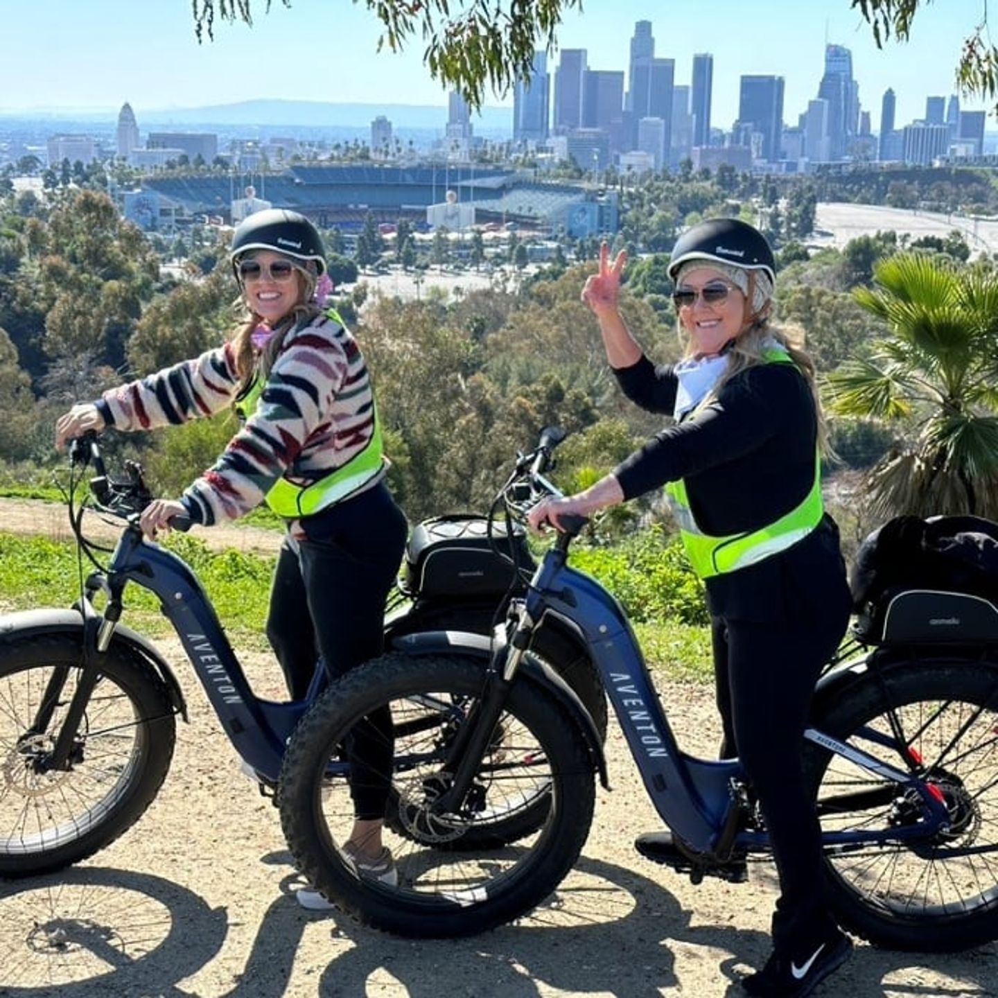 Two girls riding bikes