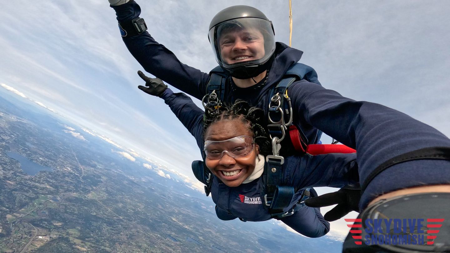 Two people falling