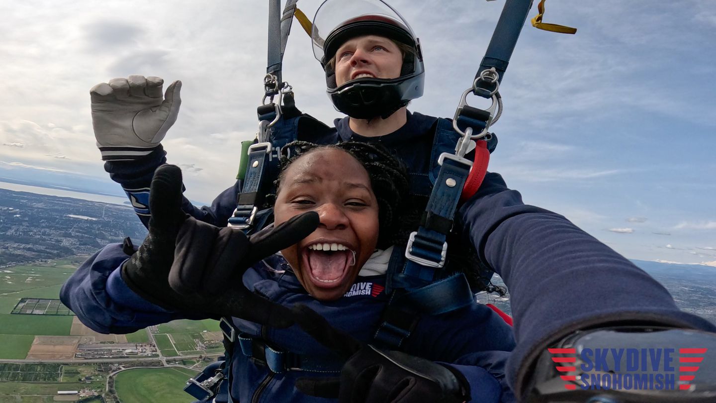 Woman skydiving
