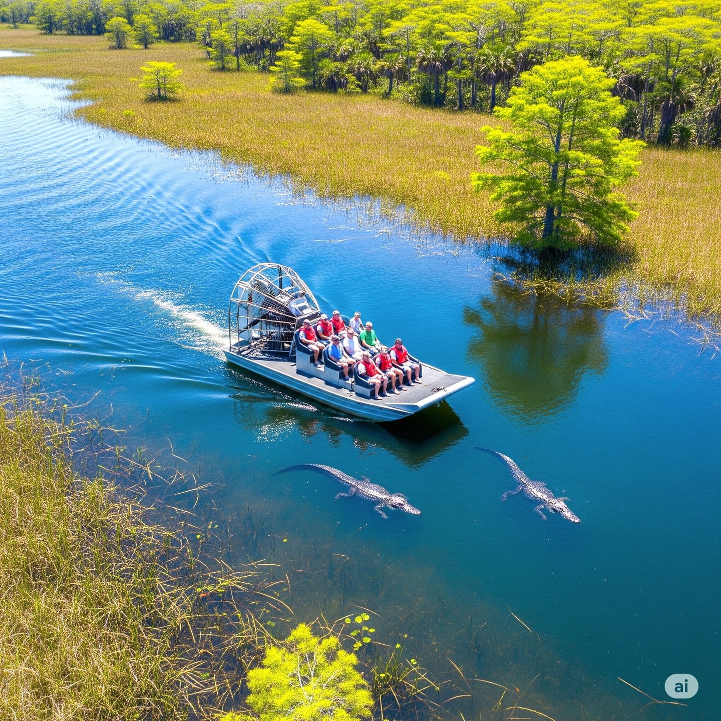 Airboat in swamp