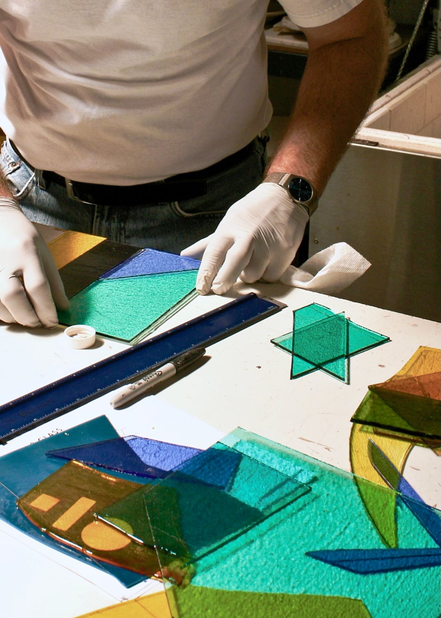 Person working on glass