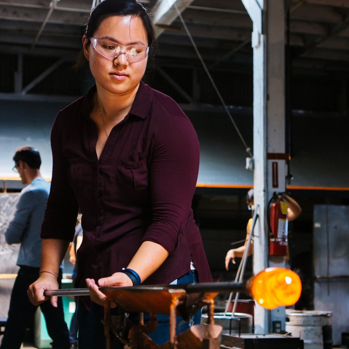 Woman working with glass