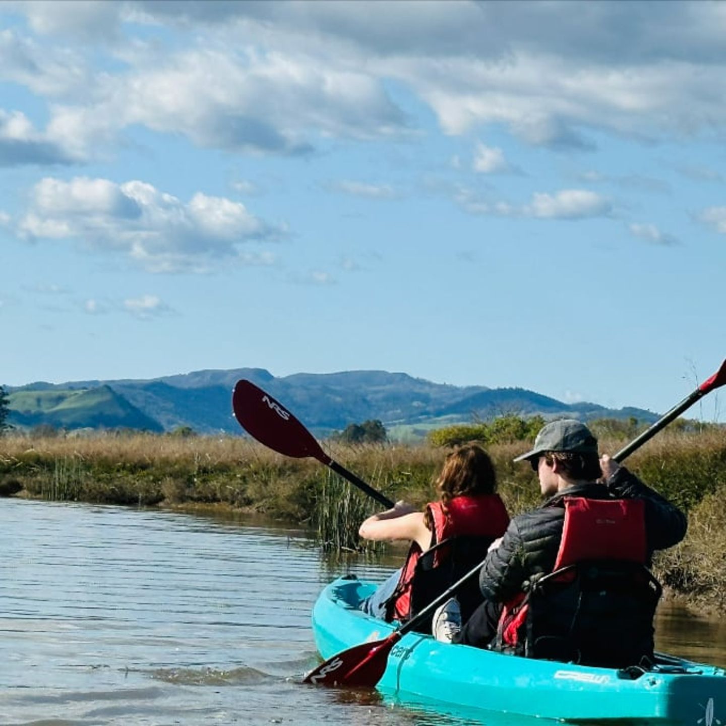 Couple paddling