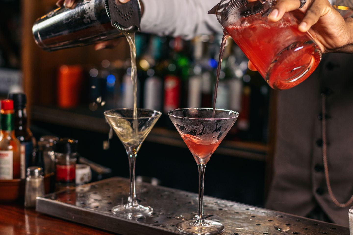 Cocktails being poured