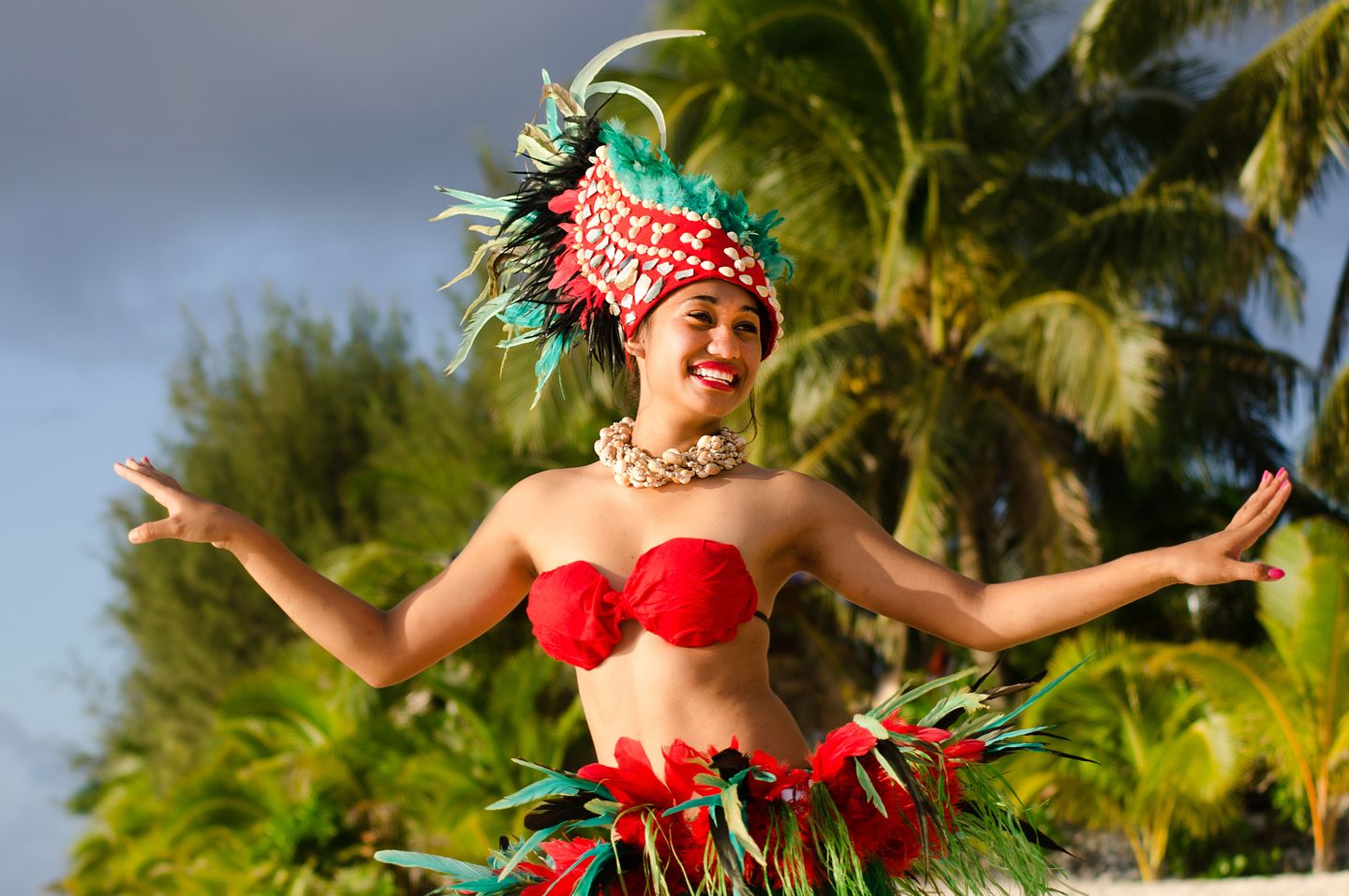 Woman hula dancing