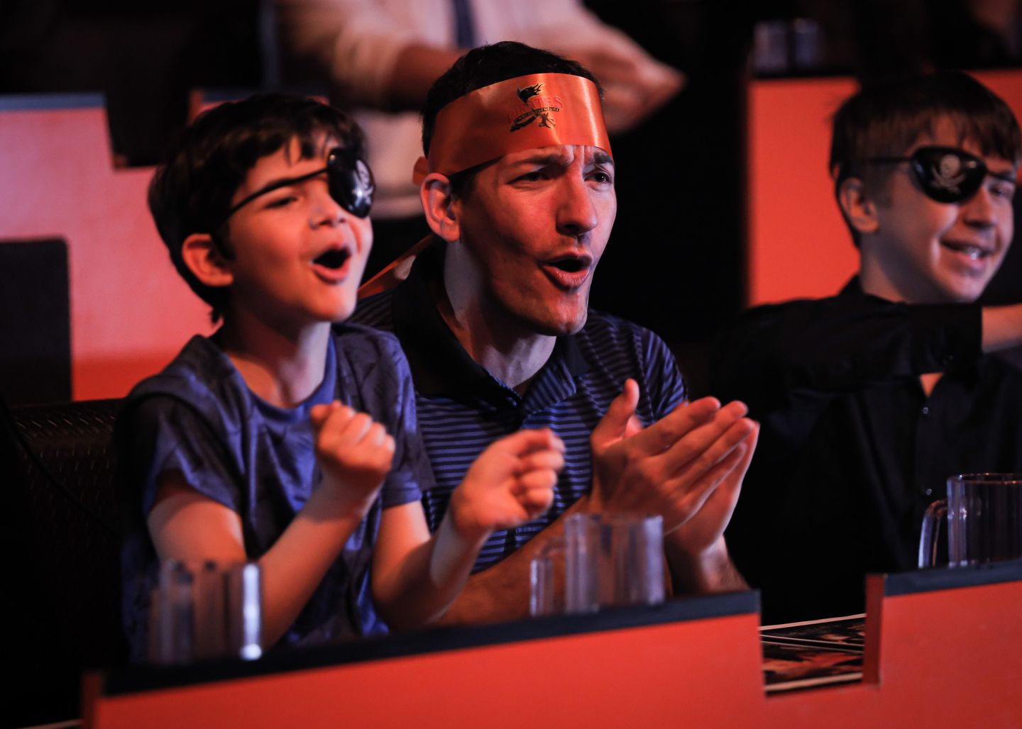 Son and Dad Cheering