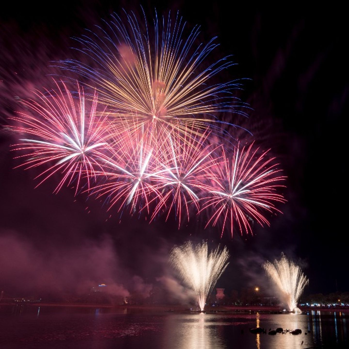 Fireworks over water