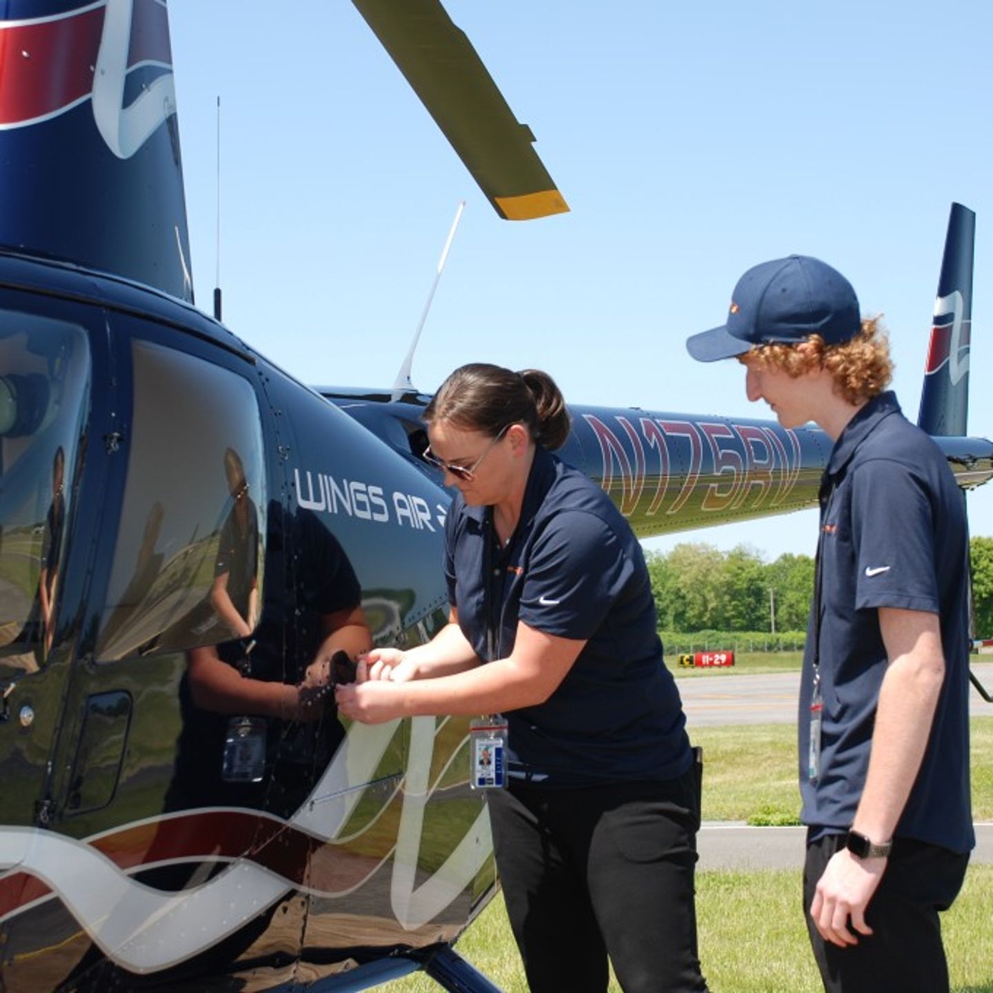Checking out helicopter