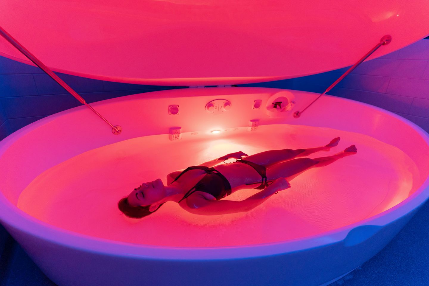 Woman in float tank 