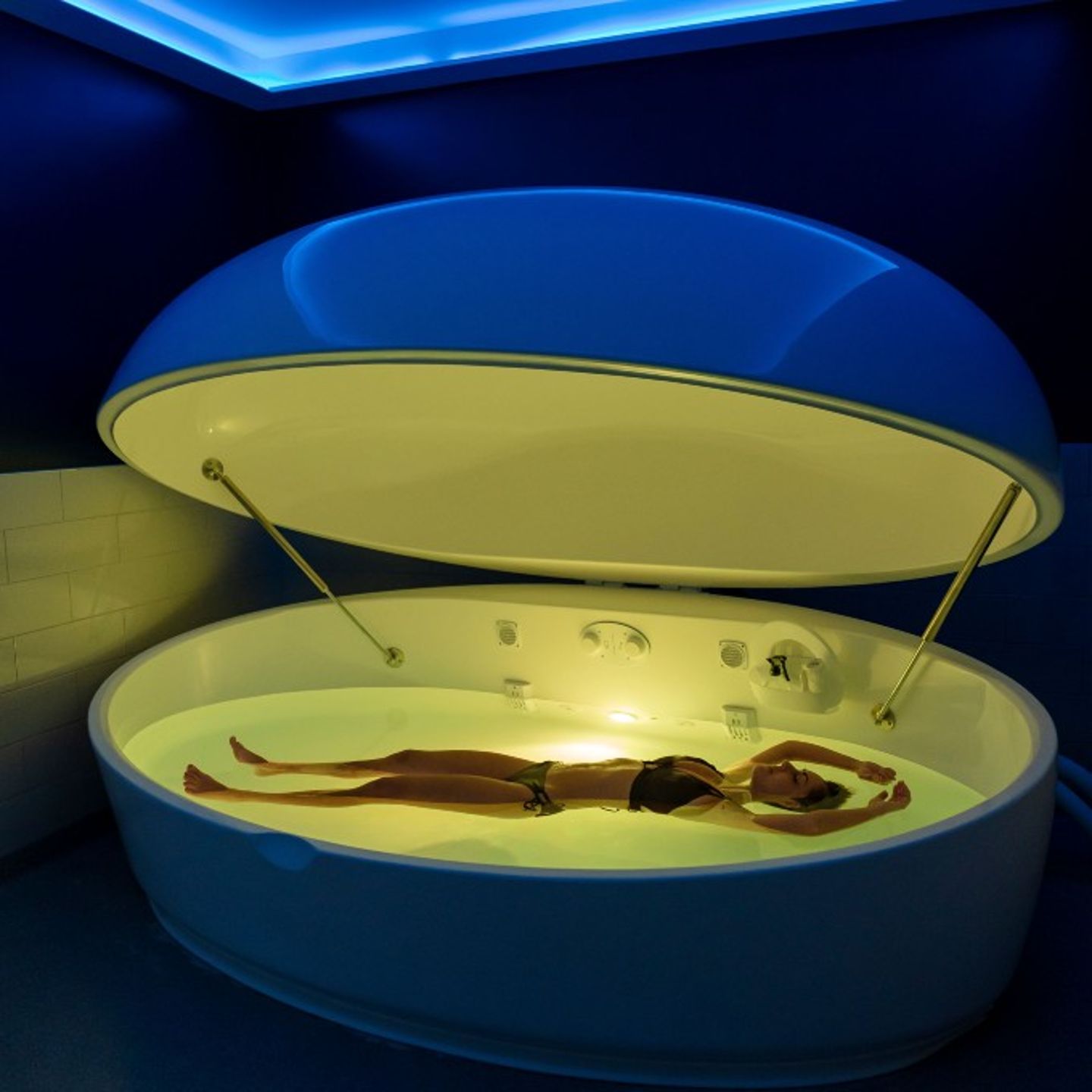 Person laying in float tank