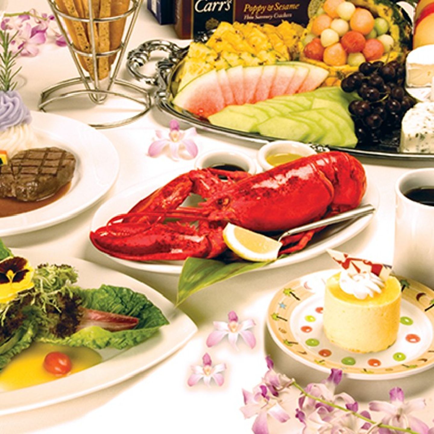 Lobster and Other Food on Table
