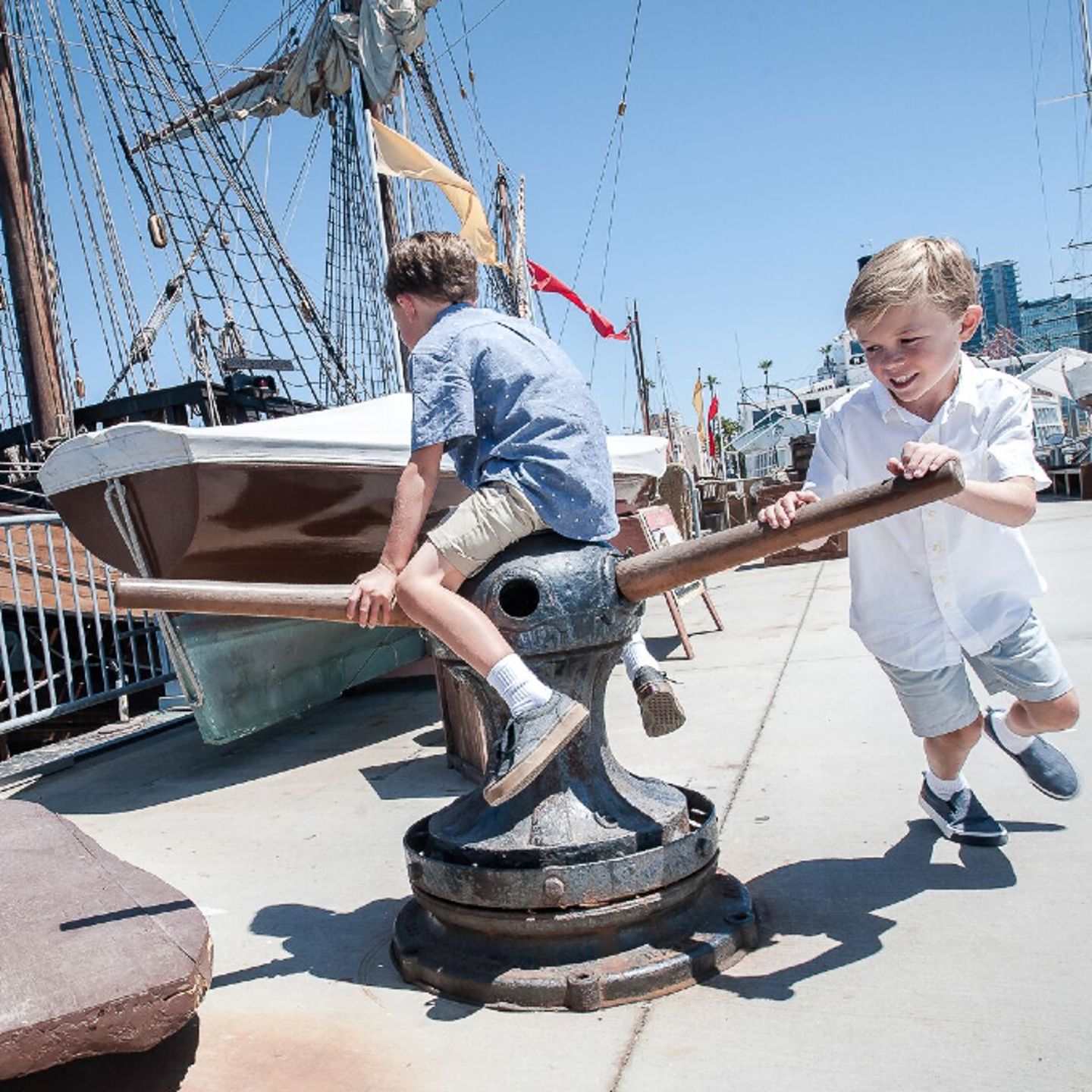 Kids playing on ship