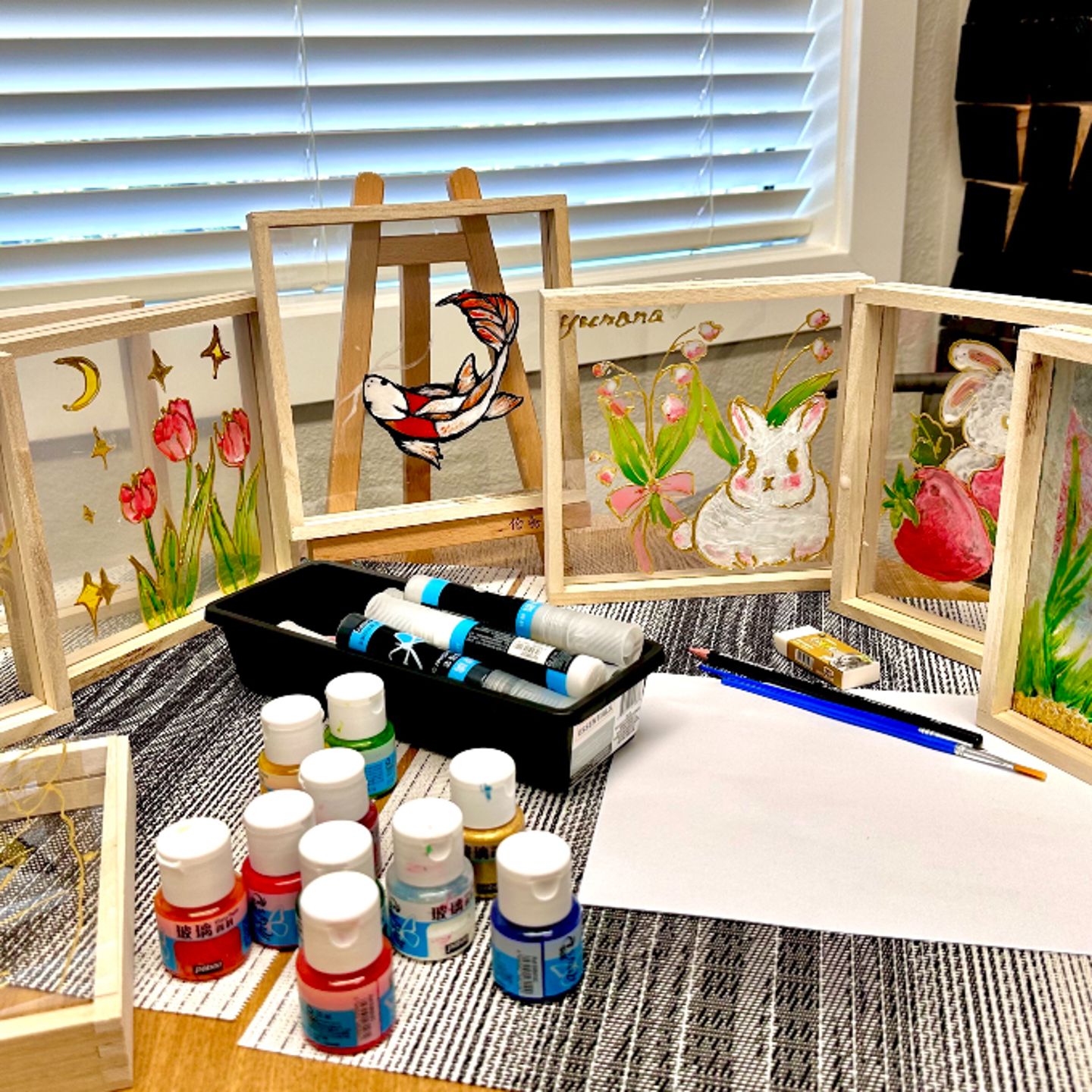 Artwork with art supplies