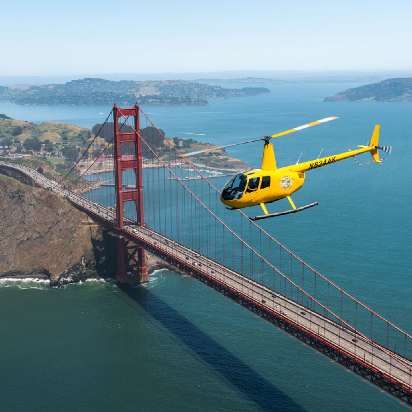 Helicopter over Golden Gate Bridge