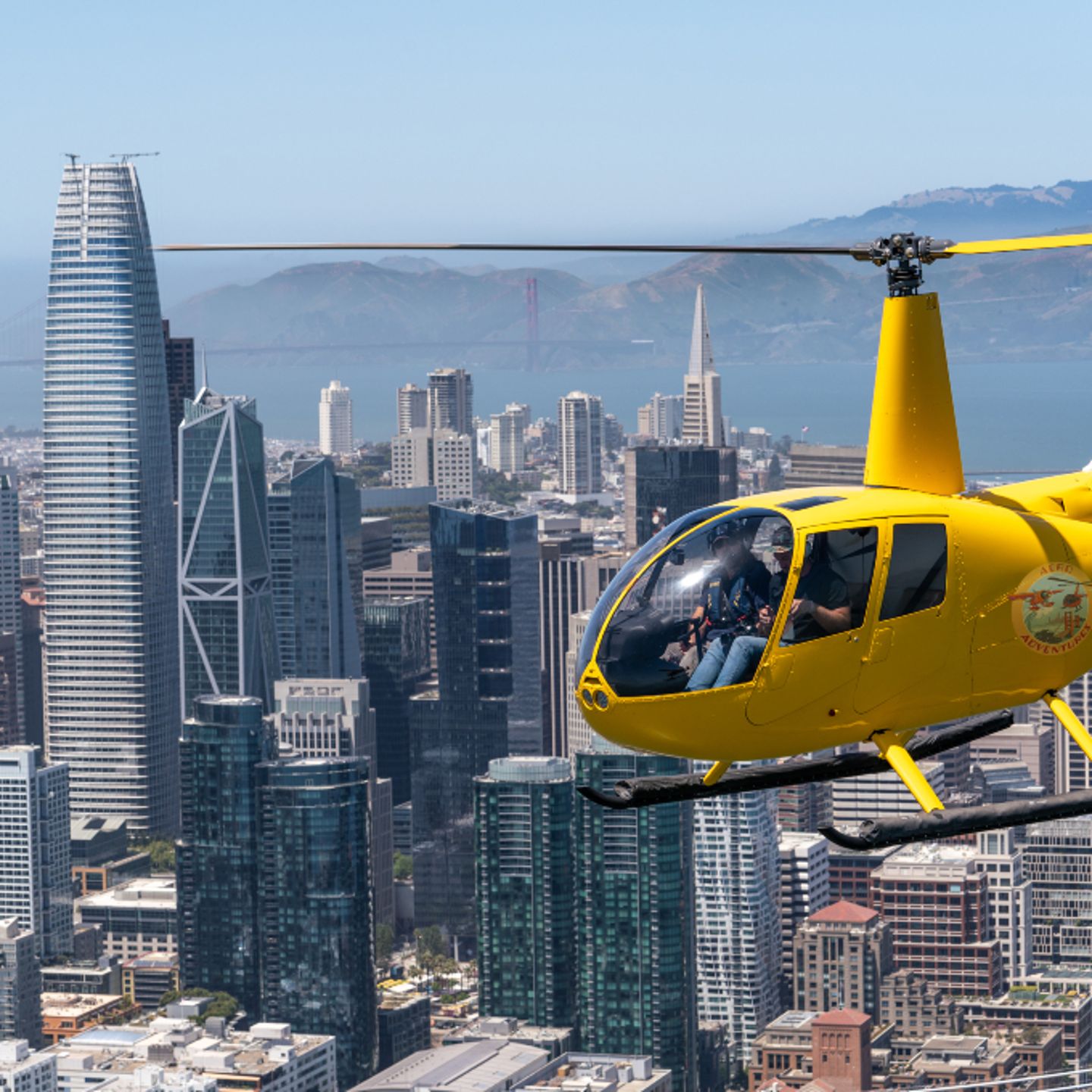 Helicopter in downtown