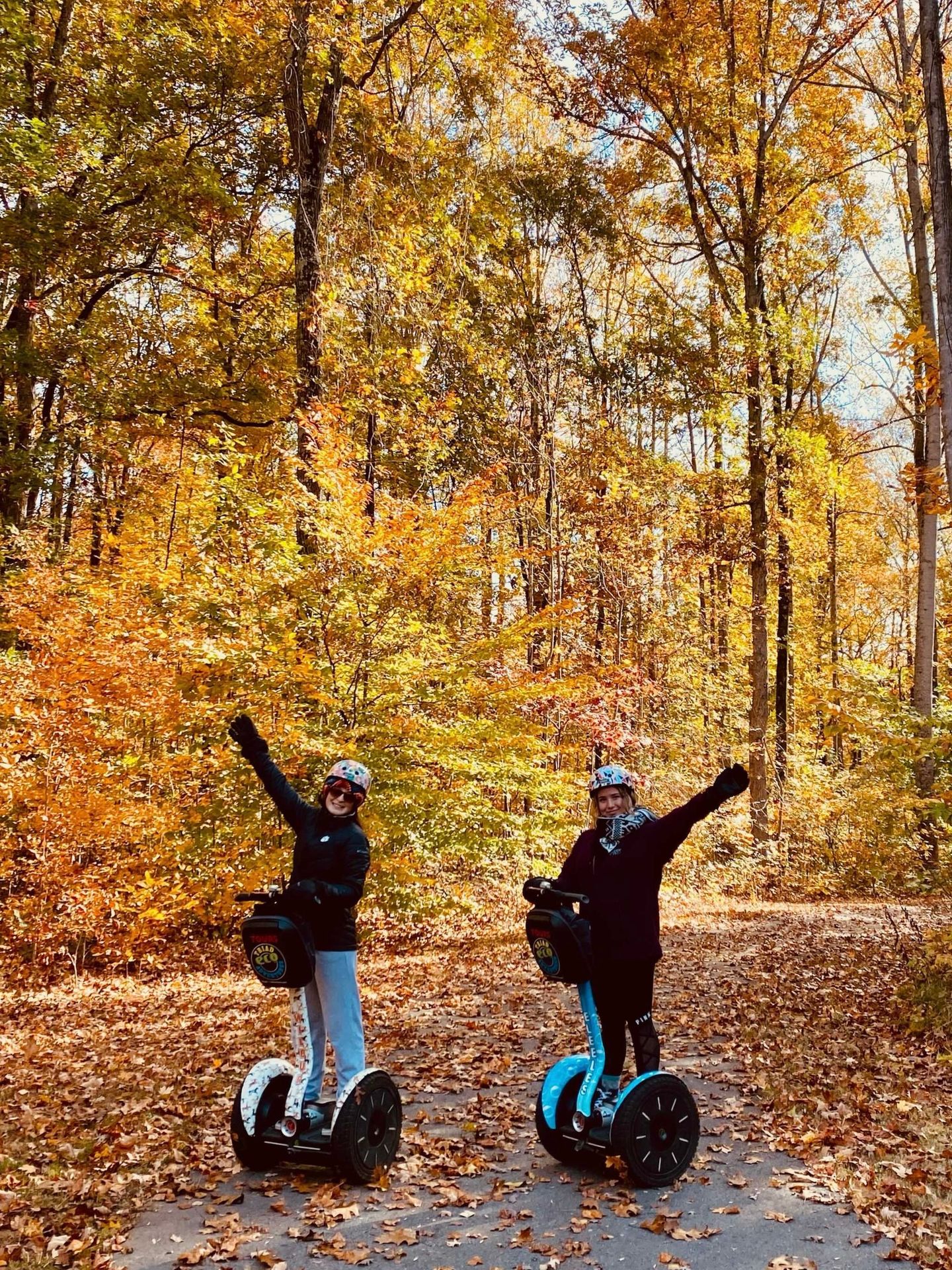 Two people in the fall