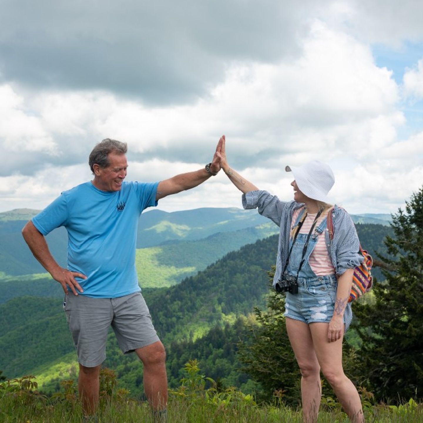 Two people hiking