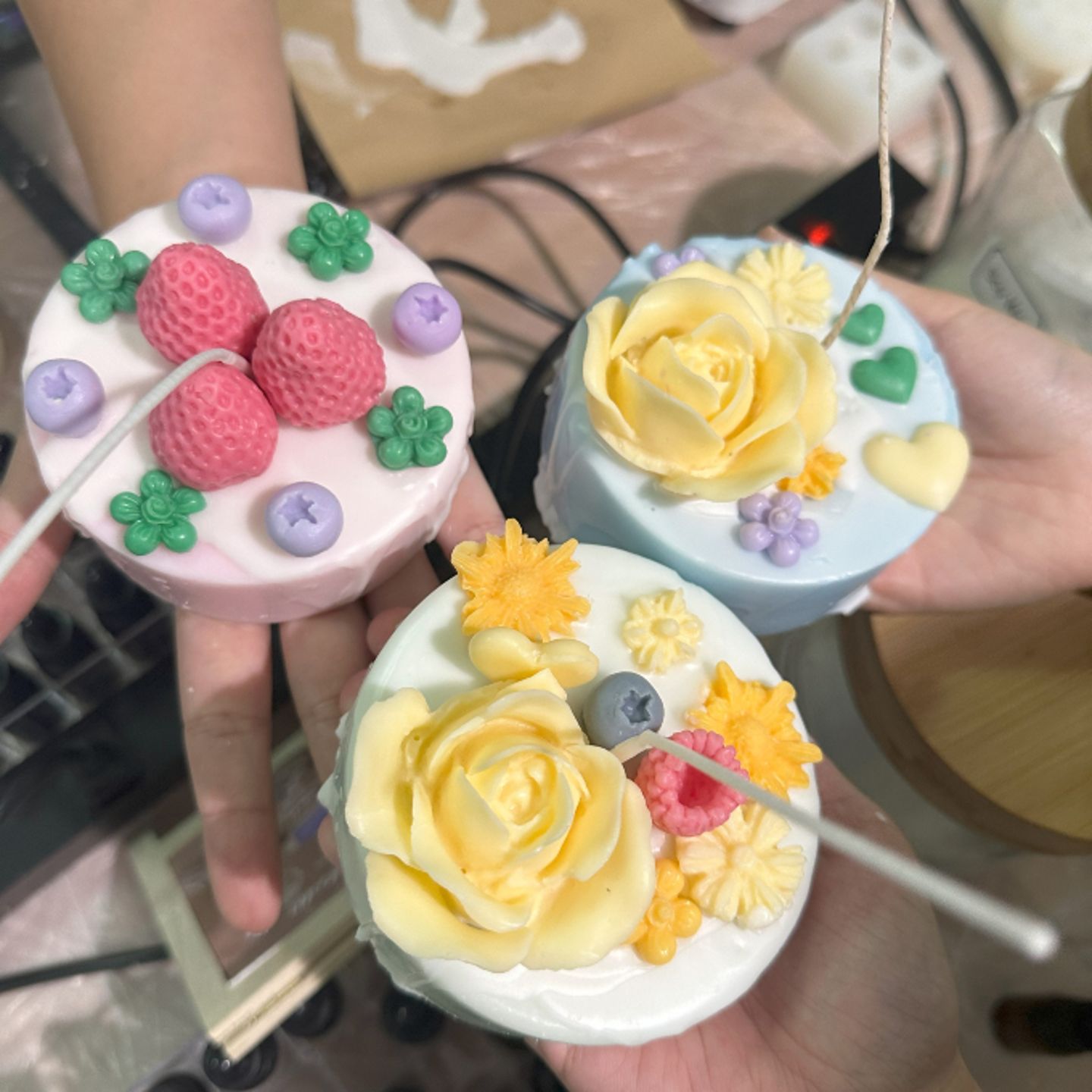 Three unique cake candles