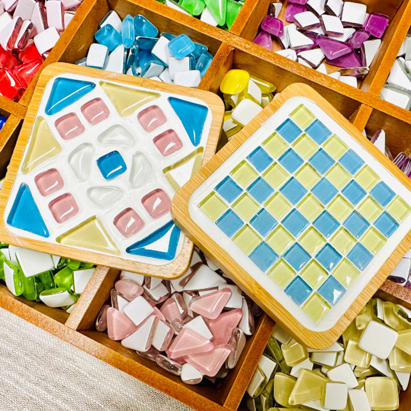 Square mosaic coasters
