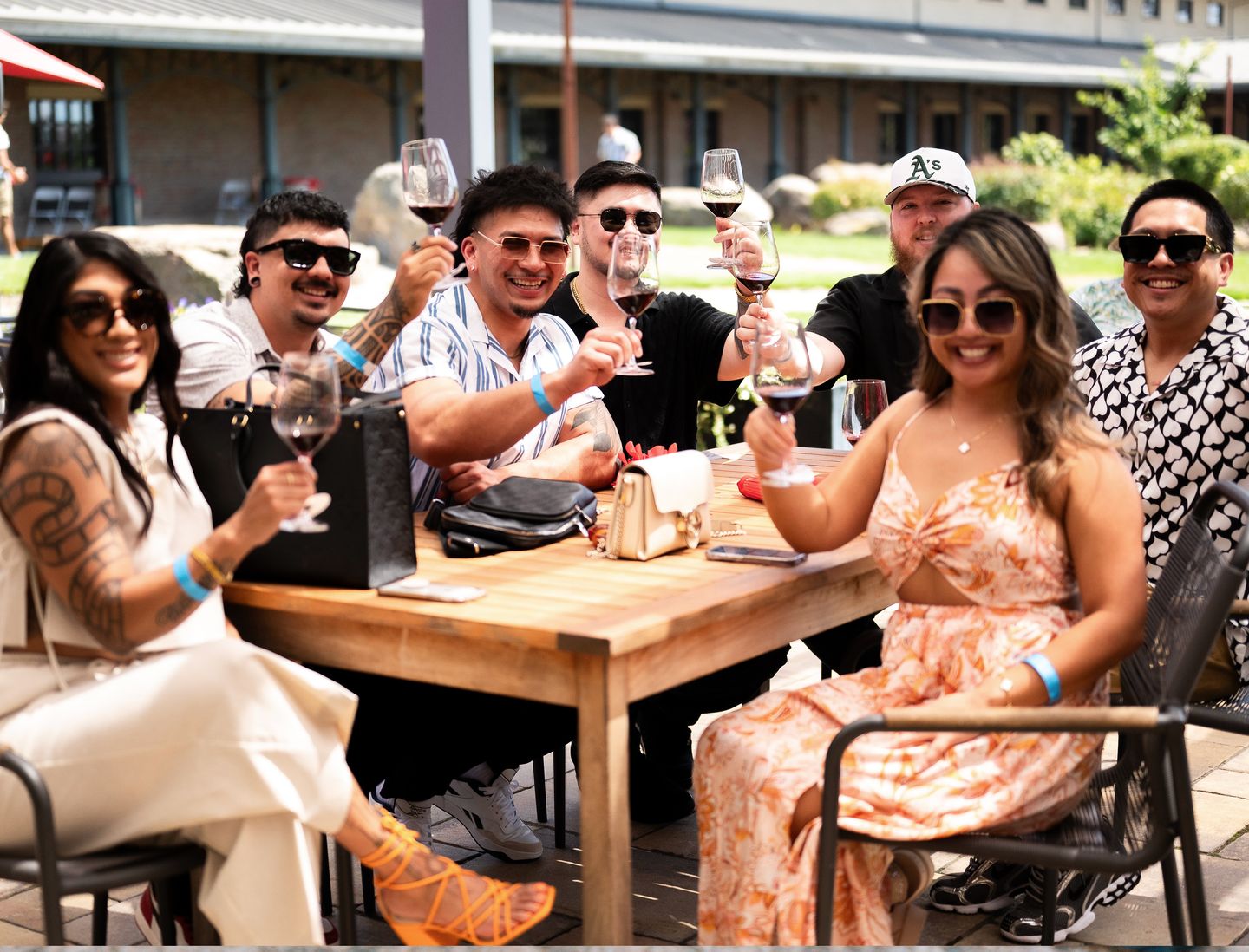 Group enjoying wine
