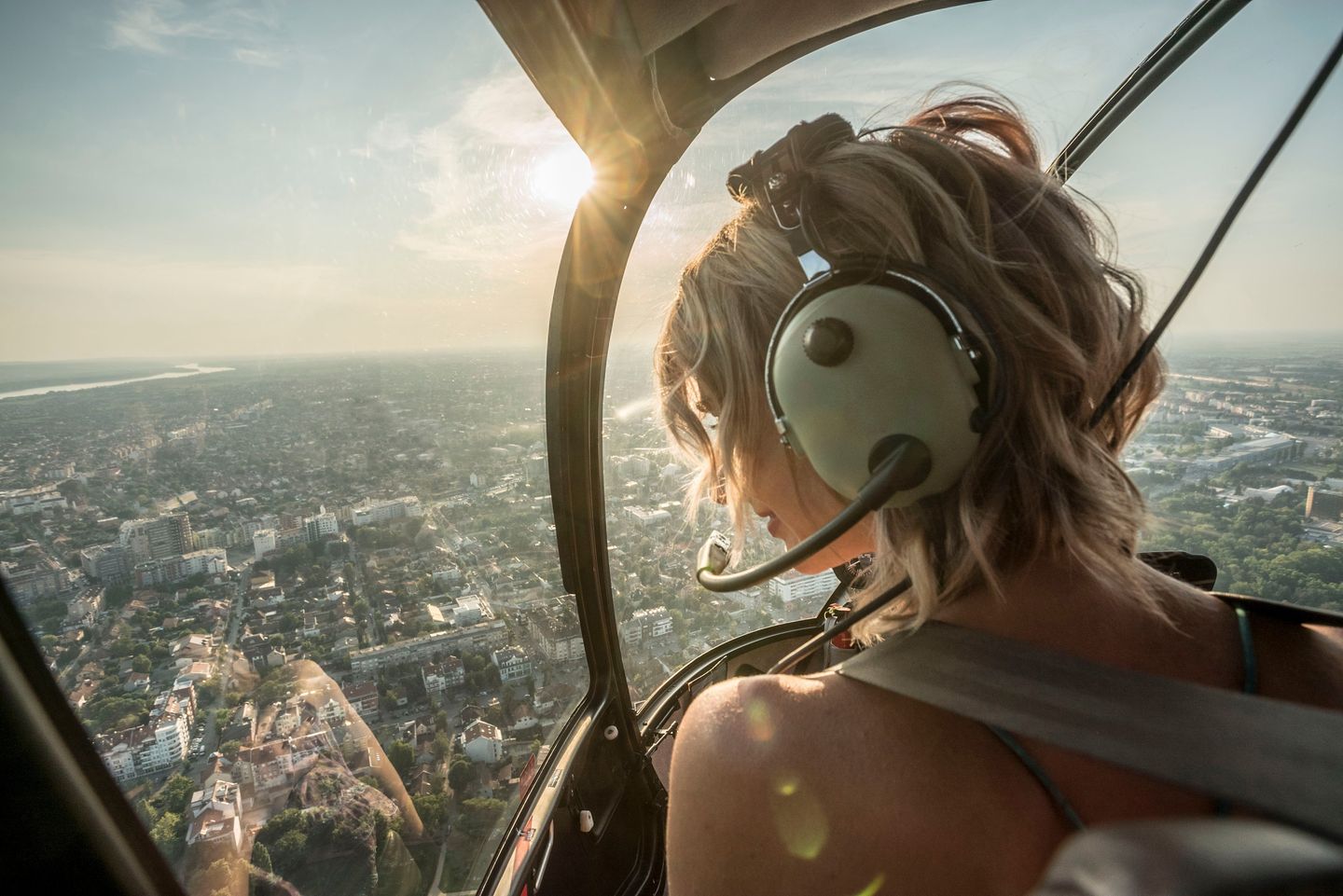 Girl in helicopter