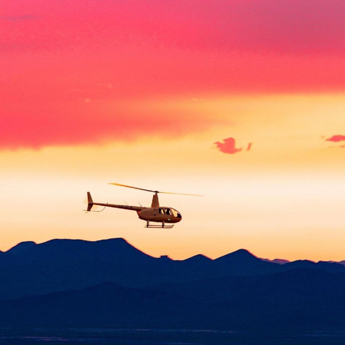 Helicopter at sunset