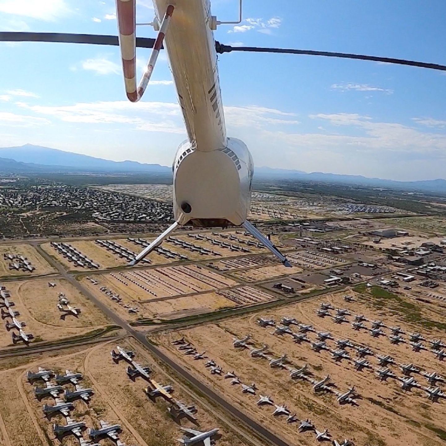 Helicopter flying over area