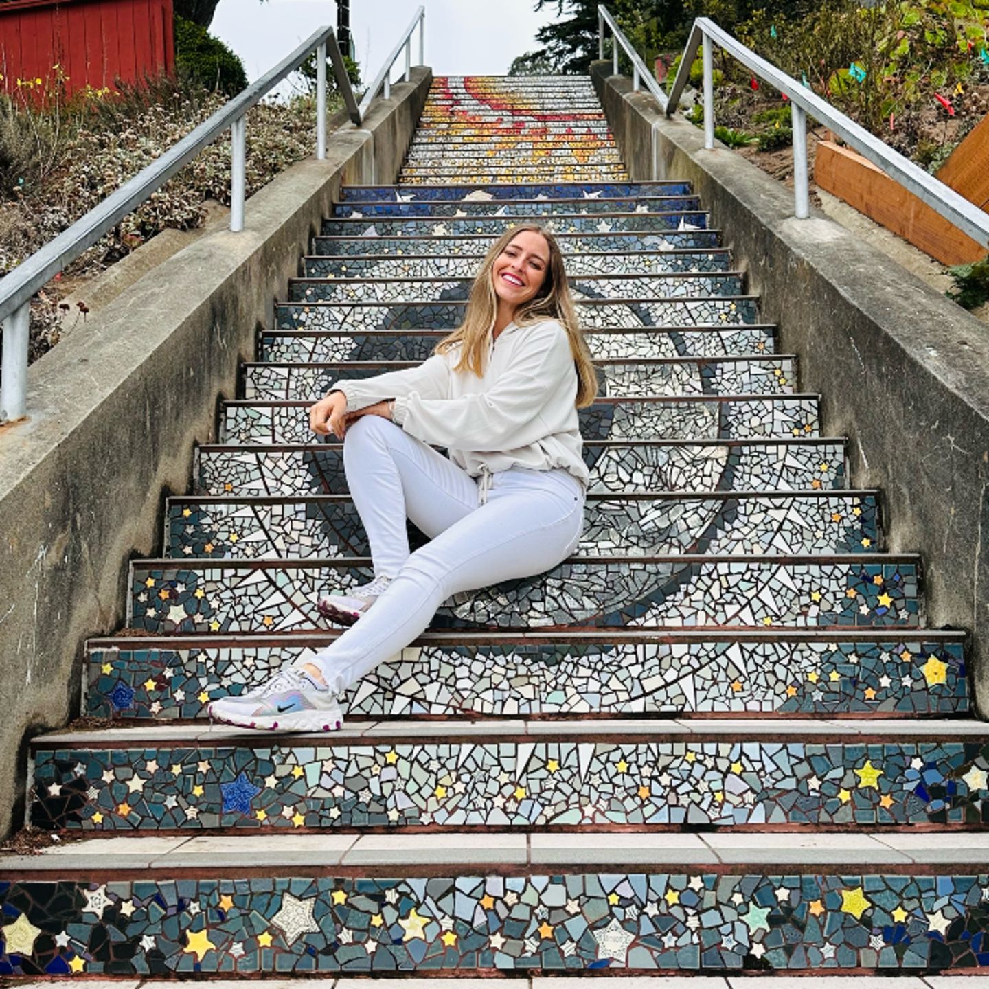 Woman on stairs