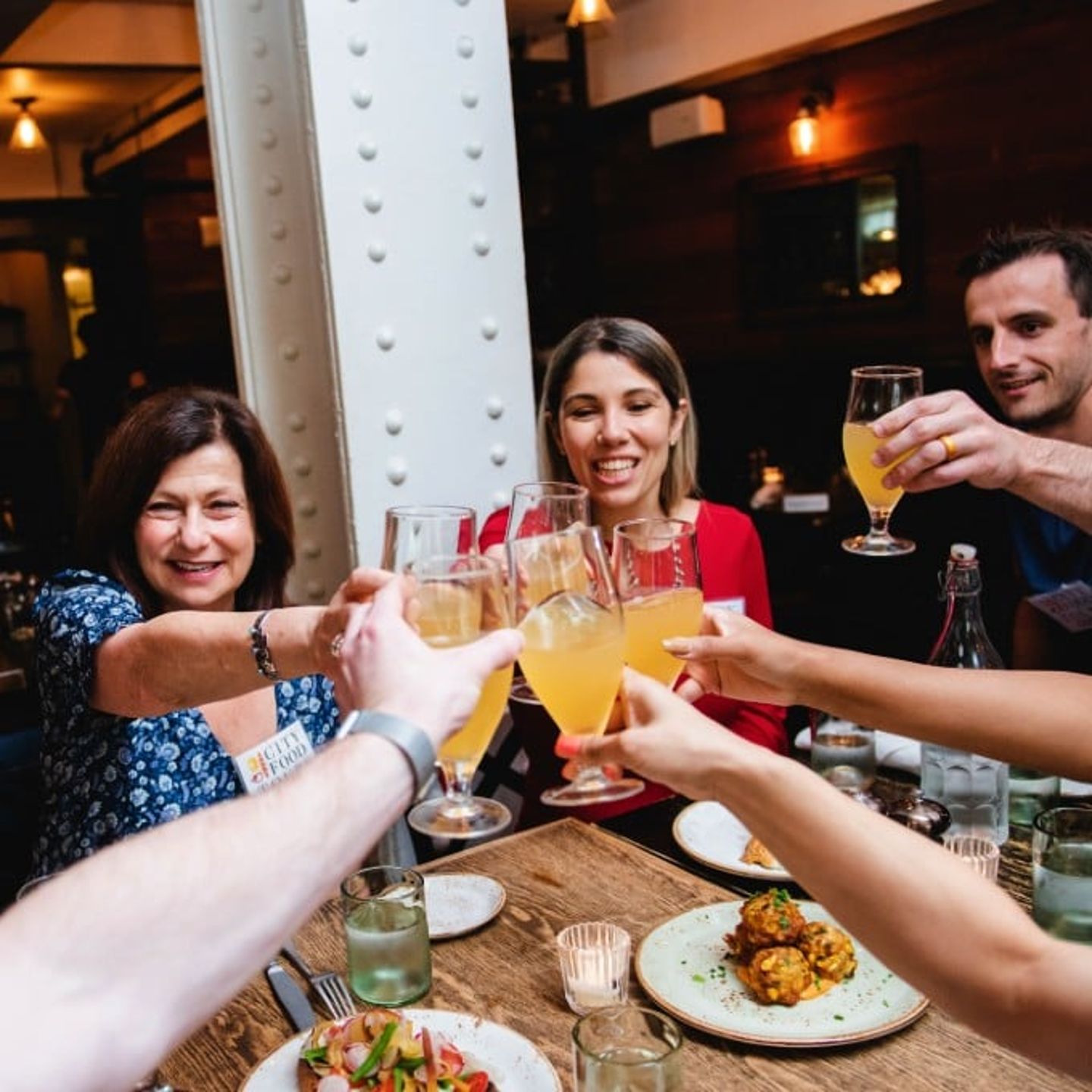 Group toasting drinks
