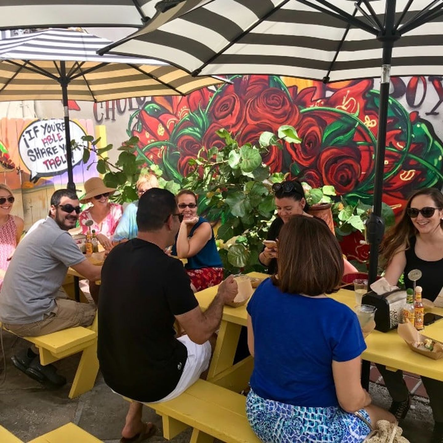 Group sitting at tables