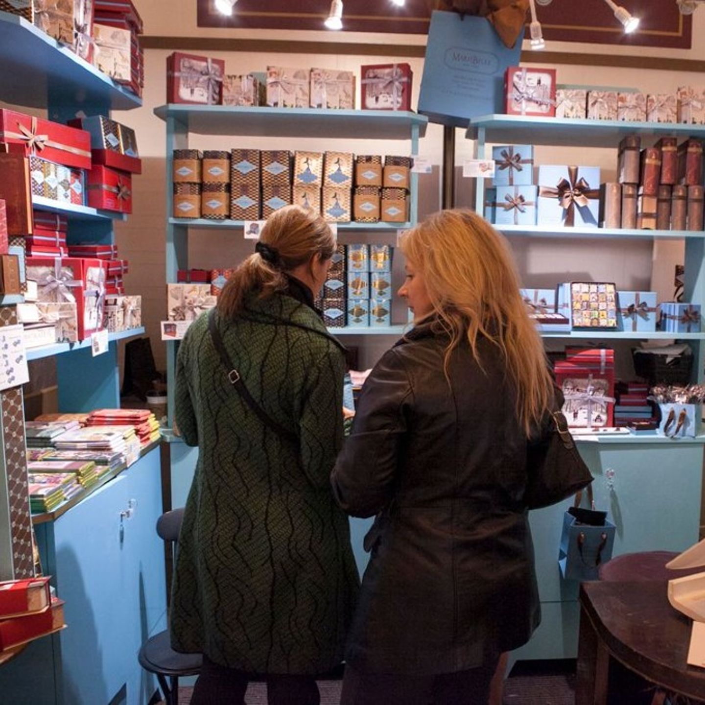 Two people in market