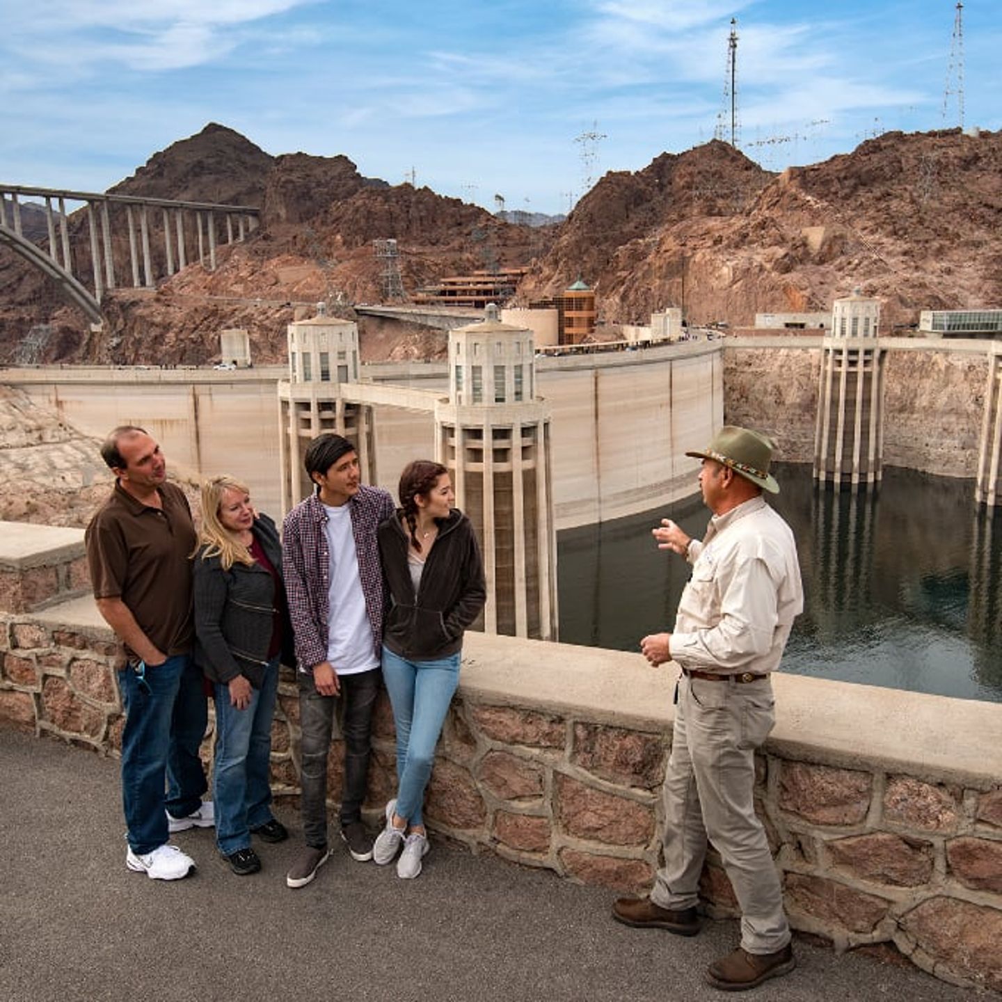 Group on tour at dam