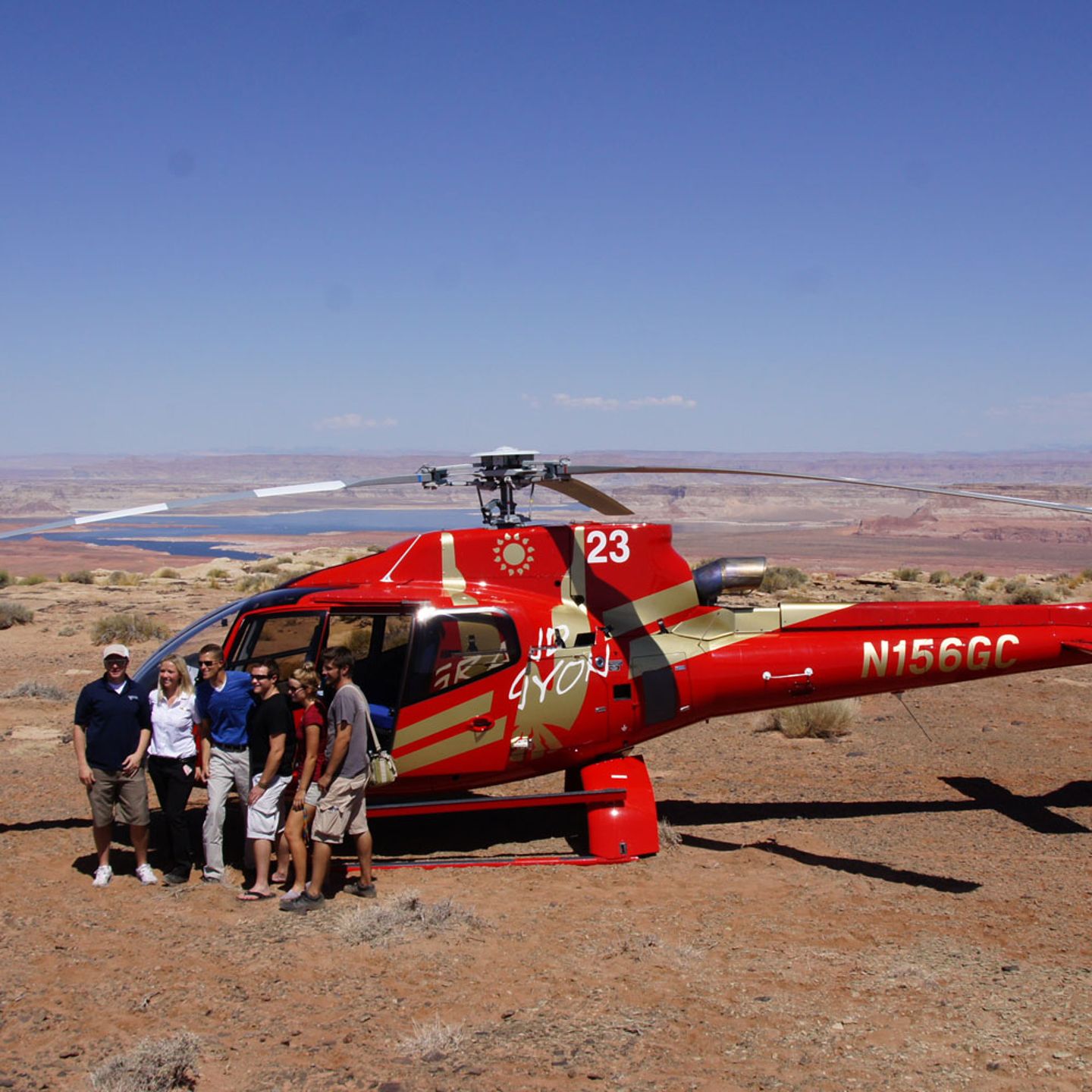 Helicopter Landing on Tower Butte, Grand Canyon