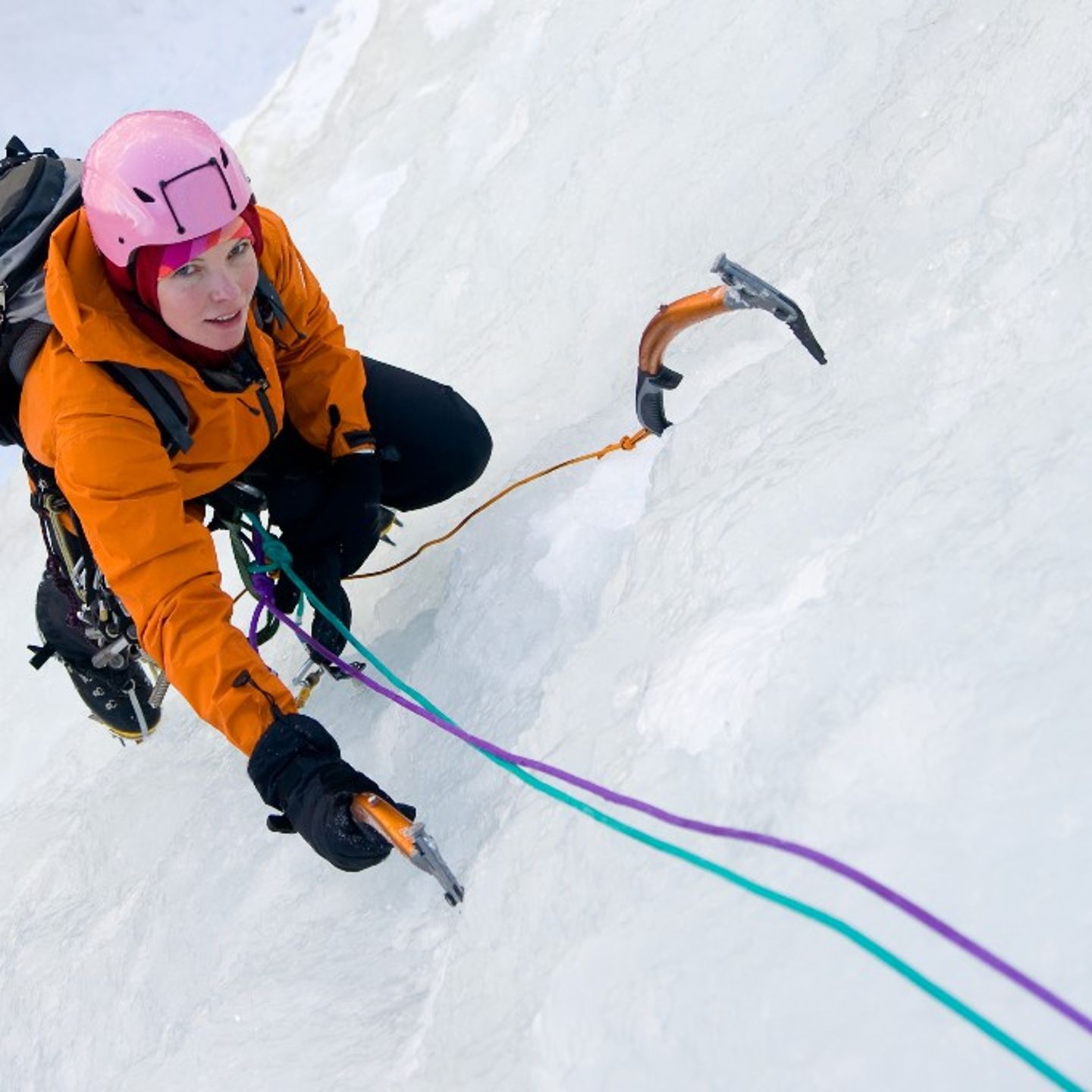 Person climbing on ice