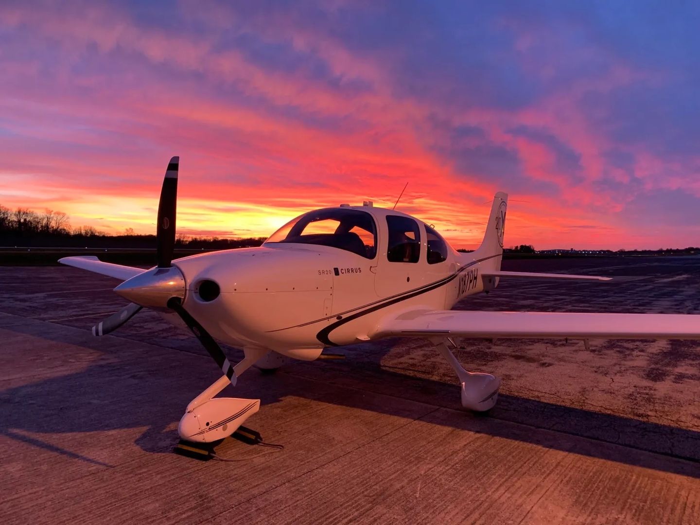Plane at sunset