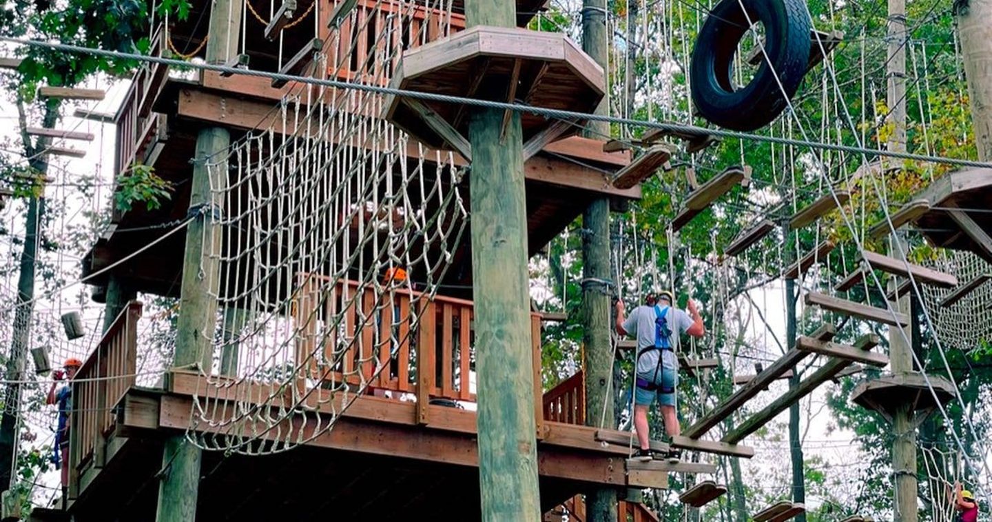 Person on ropes course