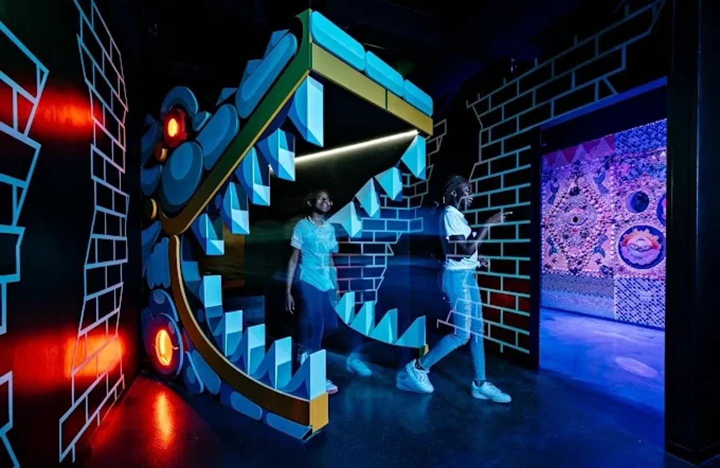 Two people in alligator mouth