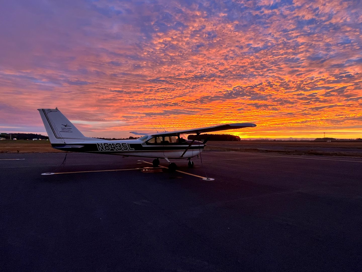 Plane at sunset