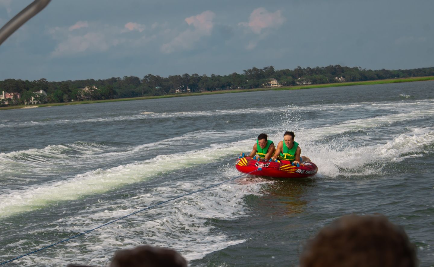 Two people tubing