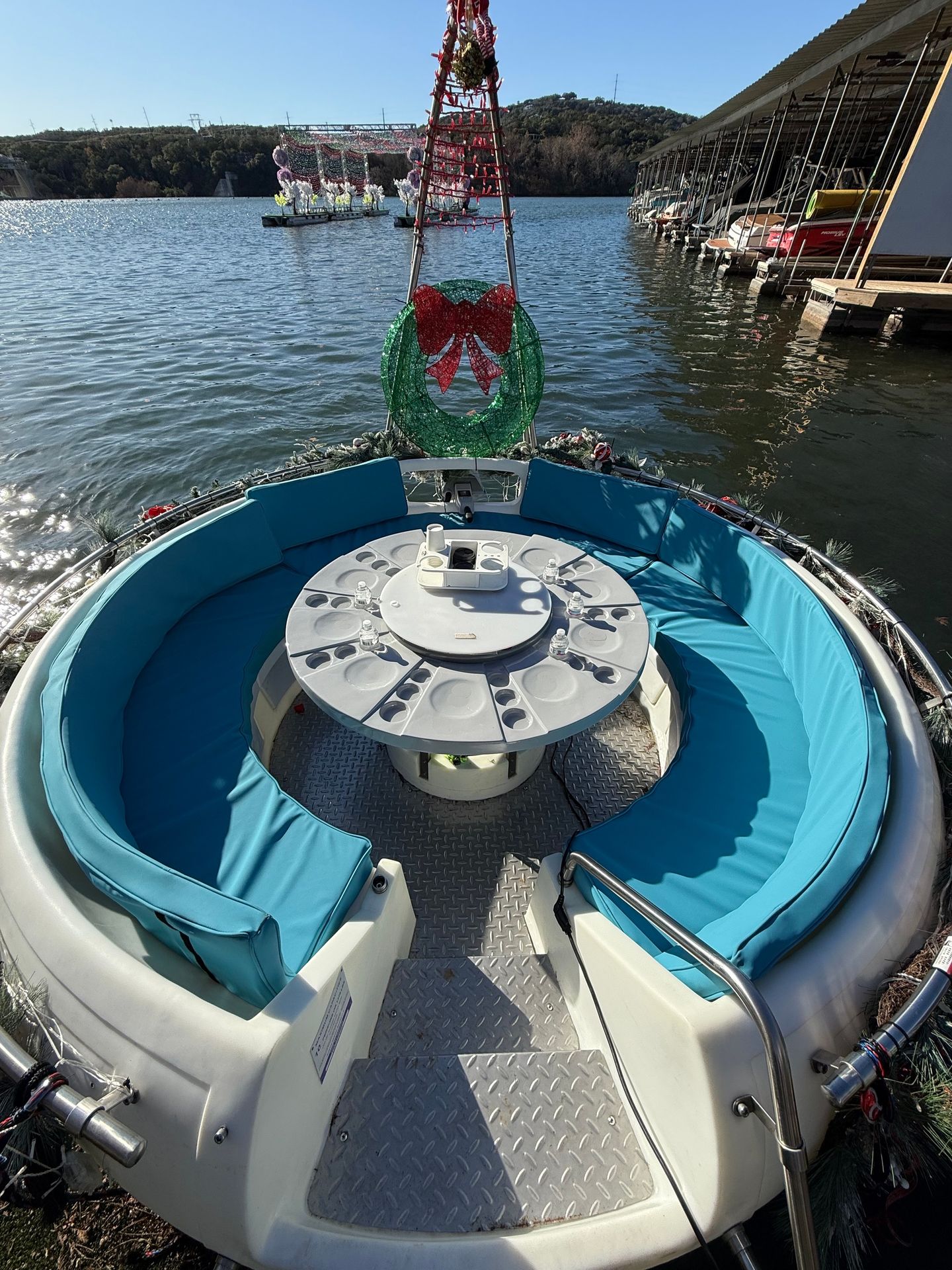 Donut boat up close