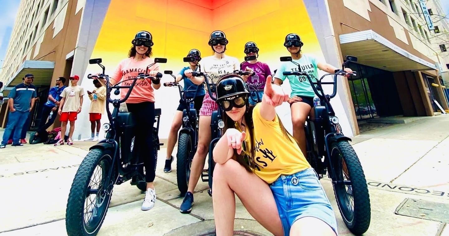Group photo on bikes