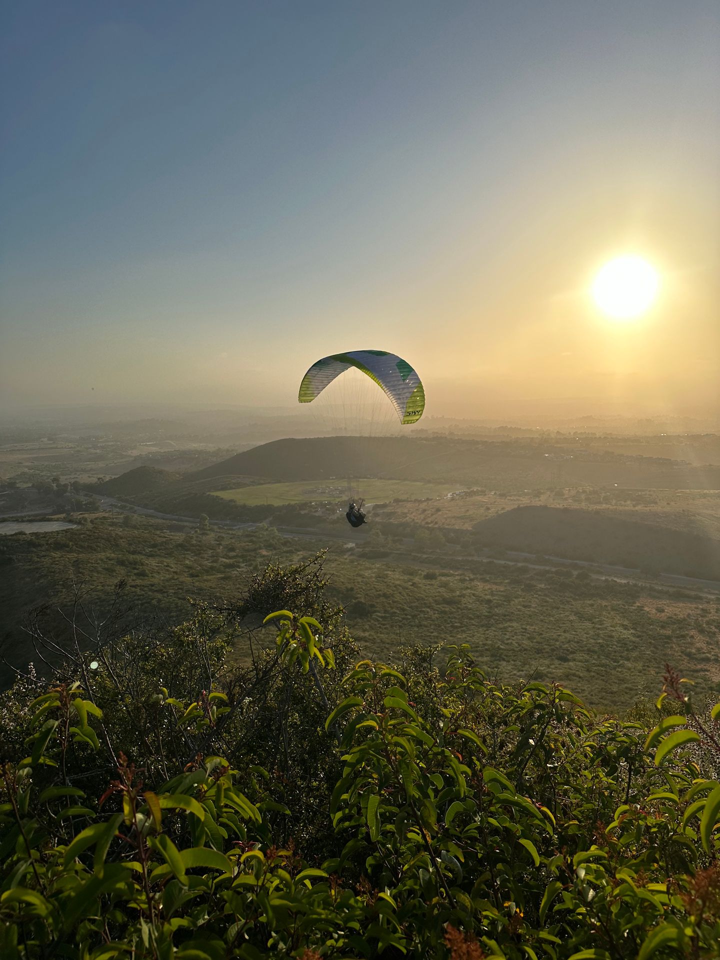 Paragliding at sunset